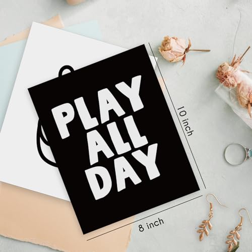 HRQKO Black Boys Room Wall Art Poster Set of 4, Positive Boys Play All Day Posters, Black Checkered Hand Prints for Playroom, 12”x16” Unframed - color: black2, size: 8x10