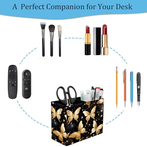 Pen Holder and Anti-Slip Mouse Pad Combination, Makeup Brush Storage Box, Tableware Storage Box, Suitable for Office and Home - Golden Butterfly - color: Golden Butterfly