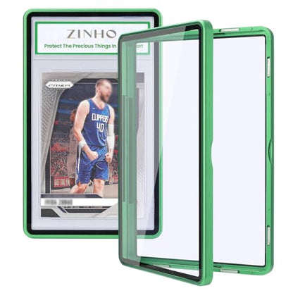 ZINHO Graded Card Case Magnetic Aluminum Alloy Slab Protector Display Case Fits 35PT PSA/CGC/CSG Cards, UV Protection (Green) - color: Green, style: PSA Card Case