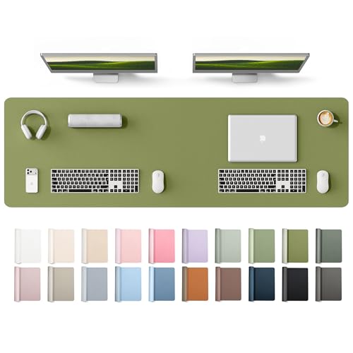 YSAGi Leather Desk Protector, Office Mat, Large Mouse Mat, Non-Slip PU Leather Blotter, Laptop Desk Mat, Waterproof Writing Pad for Office and Home(Green, 63" x 17.2") - color: Green, size: 63" x 17.2"