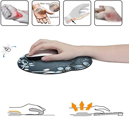 RICHEN Ergonomic Mouse Pad with Wrist Support,Non-Slip Rubber Base for Computer Laptop & Mac,Lightweight Rest for Home,Office & Travel (Blue Flowers) - color: Blue Flowers