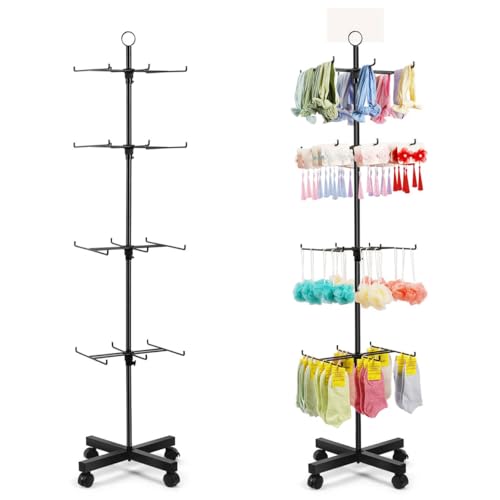 Flenpptly Retail Display Stand Rotating Display Stand 4 Tier Spinning Display Stand for Craft Shows, Jewelry, Keychain, Earring Adjustable Height Retail Display Racks (Black) - color: 4-Tier Black