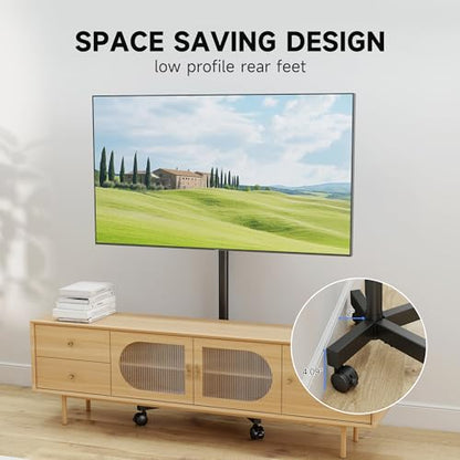 XINLEI Mobile TV Stand on Wheels for Most 21-60 Inch Flat/Curved Screens TVs, Height Adjustable Rolling TV Cart, up to 77 lbs, Max VESA 400x400, ML55SE - color: Black Standard