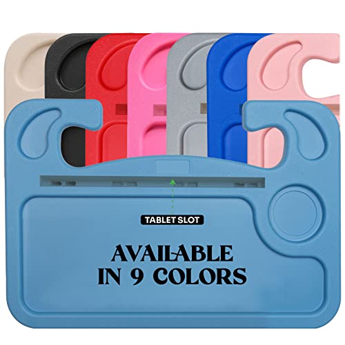 lebogner Steering Wheel Tray, Car Tray for Eating, Hook On Steering Wheel Desk for Food, Laptop and Car Accessories, Car Road Trip Must Haves Gadgets Car Table (Light Blue, with Tablet Slot) - color: Light Blue, With Tablet Slot