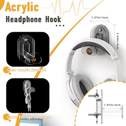 Acrylic Headphone Wall Mount Holder for Most Over-Ear Headphones, Clear Headphone Hanger for Wall Universal Headset Hook Gaming Headset Holder - color: Headphone Holder for Wall