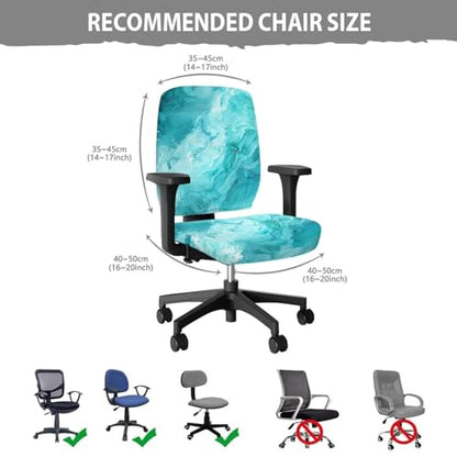 Blue Marble Print Office Chair Covers for Women Stretchable Office Chair Seat Cover 2 Piece Washable Gaming Chair Cover Universal Fit Wheelchairs,Computer Chairs,Gaming Chairs - color: Blue Marble Print
