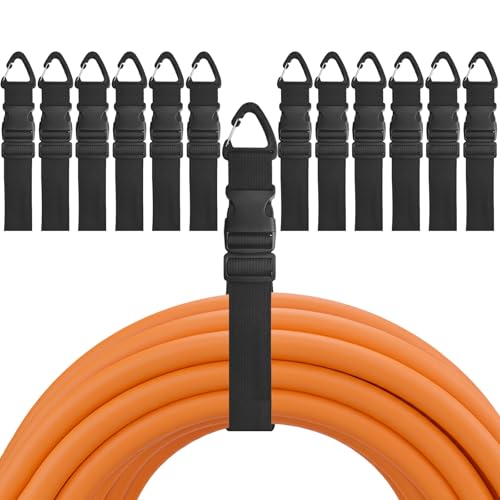 13PCS Heavy Duty Extension Cord Holder Organizer, 17.72IN Adjustable Storage Straps with Triangle Clips, 98lbs Capacity Hanger for Garage Organization, Workshop, RV&Garden Hose Management 1.5*17.72IN - color: 1.5inch Width, size: 17.72Inch Length