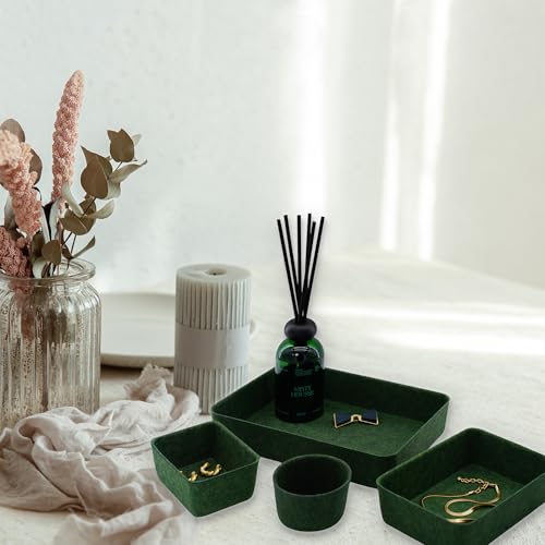 Welaxy Felt Desk Drawer Organizer Trays, 7-Piece Storage Bins for Office, Entryway Catchall & Minimalist Decor (Forest Green) - color: Forest Green