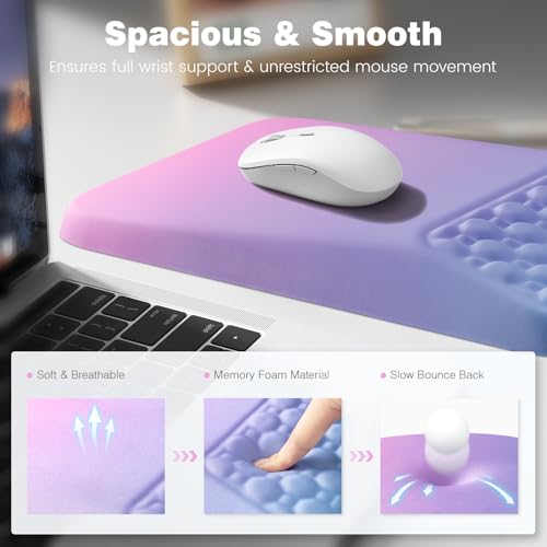 Ospelelf Keyboard Wrist Rest Pad for Computer, Ergonomic Large Mouse Pad with Wrist Support, Office Arm Rest, Purple - color: Purple