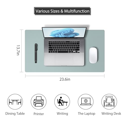 Mouse Pad Desk Protector Mat, Large PU Leather Office Desk Mat, Non-Slip Desk Pad for Keyboard and Mouse, Waterproof Desk Blotter Pad for Writing, Smooth Laptop Desk Pads, Light Teal (13.7''X23.6'') - color: Lightteal, size: 13.7''X23.6''