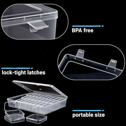 Bead Organizer Box-Blue Plastic Box 31 Pcs Storage Plastic Cases Mini Clear Bead Storage Containers Boxes with Hinged Lid and Rectangle Bracelet Making DIY Jewelry Craft Nail - color: Blue