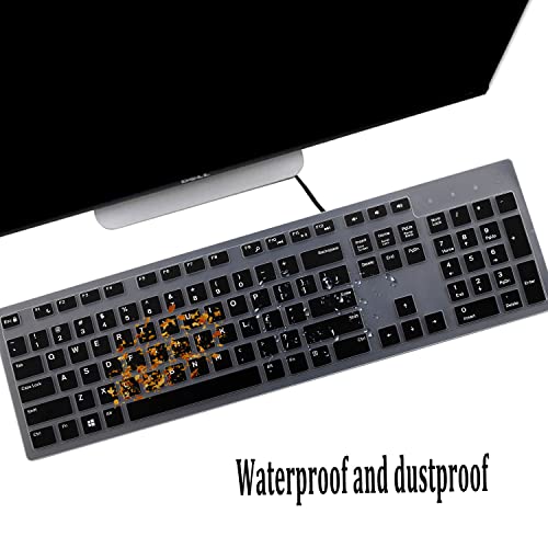 i-Tensodo 2PCS Keyboard Cover for Dell KB216 KB216p KB216d KM636 Keyboard/Dell Optiplex 5250 3050 3240 5460 7450 7050 /Dell Inspiron AIO 3475 3670 3477 7700 Desktop Keyboard - color: Black+Clear