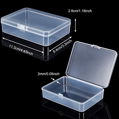 SATINIOR 24 Packs Small Clear Plastic Beads Storage Containers Box with Hinged Lid for Storage of Small Items, Crafts, Jewelry, Hardware(4.45 x 3.3 x 1.18 Inches) - size: 4.45 x 3.3 x 1.18 in