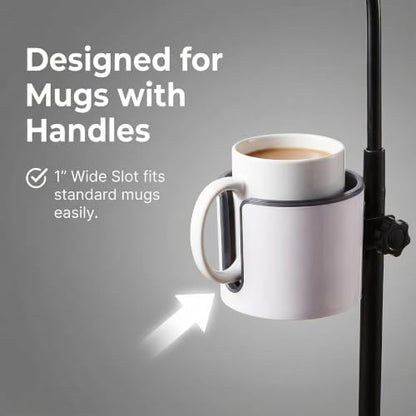 2-in-1 Microphone Stand Cup Holder with Headphone Hanger, Vertical Mount Clamp for Musicians, Studios, Live Performance, Professional Audio Accessories