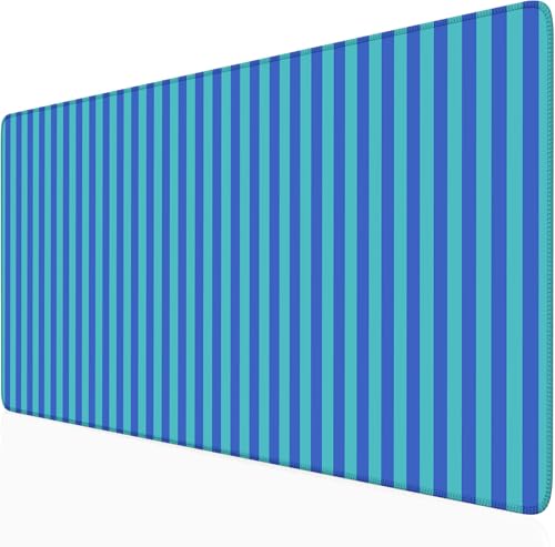 Blue Teal Striped Desk Mat Cute Pastel XXL Large Gaming Mouse Pad Desk Pad Kawaii Aesthetic Home Office Decor Cozy Keyboard Laptop Computer Mat - color: A6- Blue Teal