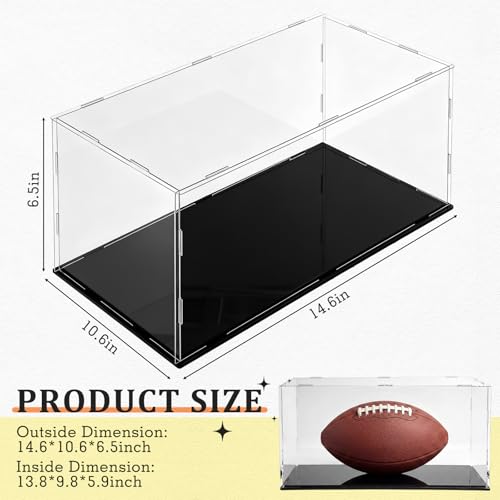 Yungyan 1 Pack Clear Self-Assembly Acrylic Display Case Transparent Dust Proof Protection Showcase for Figurine Collectibles Basketball Soccer Football Helmet (14 x 10 x 6 Inch) - size: 14 x 10 x 6 Inch