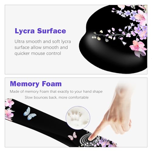 ARTSO Large Mouse Pad Ergonomic Keyboard Wrist Rest Support Combo, Psalm 46:5 God is Within Her, She Will not Fall -Bible Verse Flower Butterfly Extended Desk Mat Blotter - color: Psalm Flower Butterfly