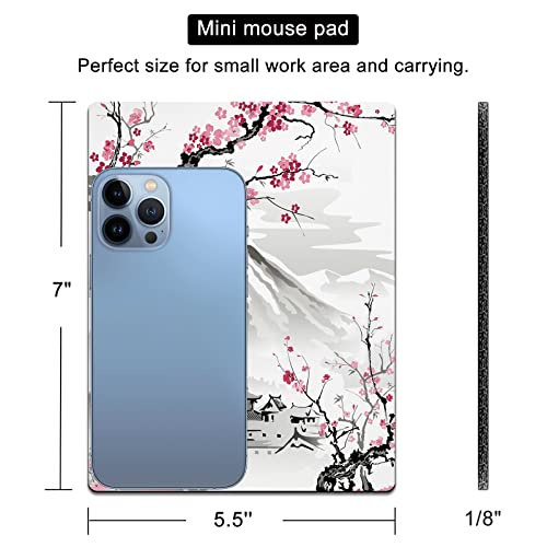 Small Mouse Pad Cute, Mini Mouse Pads for Wireless Mouse and Laptop, Travel Mousepads with Designs - Japanese Cherry Blossom/Sakura, Portable Mousepad with Non-slip Rubber Base - 5.5 x 7 Inch - color: Japanese Cherry Blossom, size: 7L x 5.5W inches
