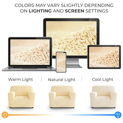 Premium Stretch Couch Covers for Sofa - Sofa Chair Cover Washable, Dogs & Pets Friendly - Elastic Polyester Loveseat Slipcovers - Non-Slip Love Seat Couch Covers - Cream (21"-39" Wide) - color: Cream, size: 21"-39" Wide