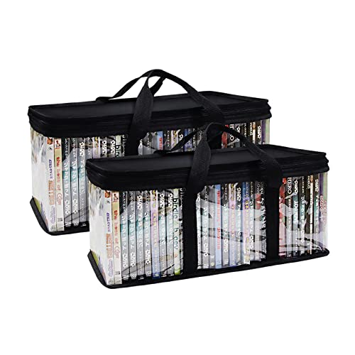 SILD Handy Portable DVD/CD Storage Bags 2 Pack Holds 80 Total Movies or Video Games with Sturdy Carrying Handles Set (Set of 2)
