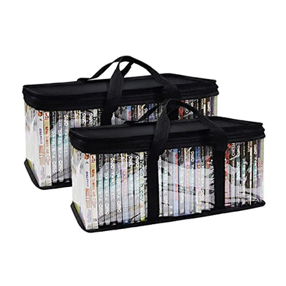SILD Handy Portable DVD/CD Storage Bags 2 Pack Holds 80 Total Movies or Video Games with Sturdy Carrying Handles Set (Set of 2)
