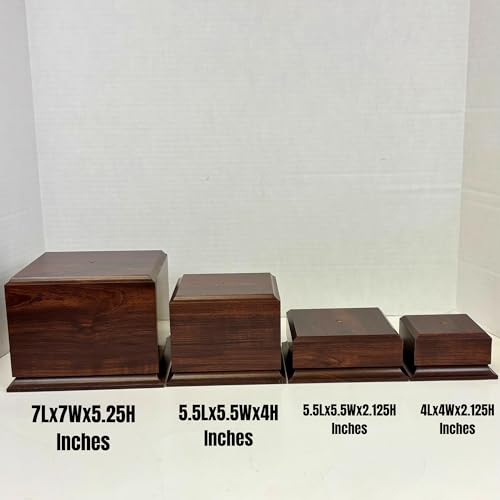 Display Base Pedestal Cherry Finish with 5/16" Center Hole – Square Stand Blank for Trophies, Figurines, 3D Prints, DIY Projects – Available in Multiple Sizes (7"Lx7"Wx5 1/4"H) - size: 7"Lx7"Wx5 1/4"H