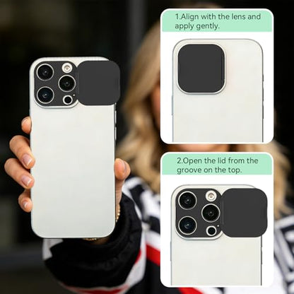 Camera Lens Cover Compatible for Phone 16 Pro/16 Pro Max/15 Pro/15 Pro Max/14 Pro/ 14 Pro Max Privacy and Security Protector, Strong Adhesive, Black (2 Pack)