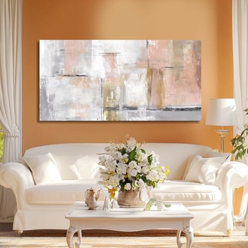 SOUGUAN Canvas Art Gold Wall Decor for Girl Pink Pictures for Living Room Wall Decoration Abstract Wall Art White Modern Painting Pictures 20"x40" - color: Pink, size: 40"L x 20"W