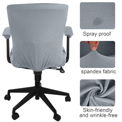 Tallew 4 Pcs Office Chair Covers Set Computer Universal Protective Stretchable Chair Seat Covers Desk Armrest Slipcovers Pads Office Cushion Backrest for Rotating(Quilted Silver Gray) - color: Quilted Silver Gray