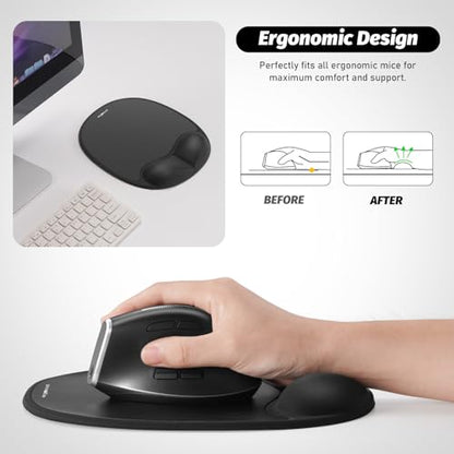 Ergonomic Mouse Pad with Skin-Friendly Lycra Memory Foam Wrist Rest, Easy-to-Clean Smooth PP Surface, and Non-Slip PU Base – Ideal for Vertical, Ergonomic, and Office Mice (Jet Black) - color: Jet Black