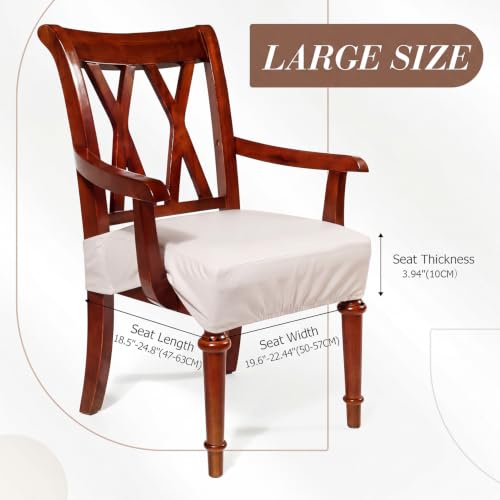 Havawish 1 Pcs PU Leather Dining Chair Cover Waterproof Seat Cover for Dining Room Chair with Armrest Stretchable Washable Waterproof Seat Slipcover Protector (Beige) - color: Beige
