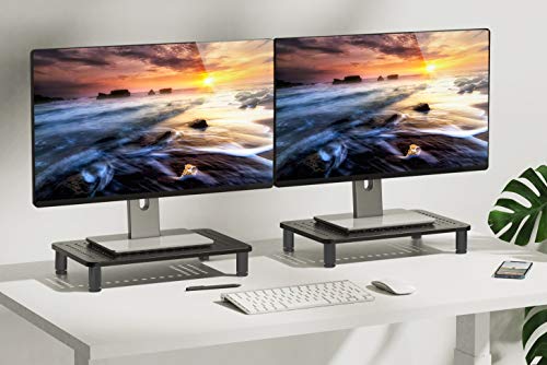 Husky Mounts 2-Pack Monitor Riser Laptop Stand, Adjustable Legs, Stackable, 14.5" x 9.25" x 3.25" Max Height, Matte Black Steel-Black. - size: 2-Pack