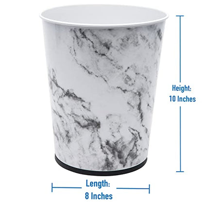 Bath Bliss 5 Liter Small Wastebasket | 2 Pack | Round Open Top | Trash Can | Bathroom | Bedroom | Kitchen | Office | Dorm | Disposal Waste Bin | Garbage | Marble - color: Marble, size: 2 Pack