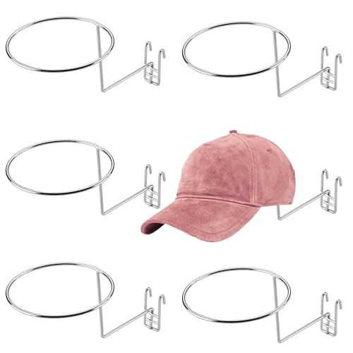 6-Pack Hat Displayer - Metal Gridwall Rack with Hooks for Retail & Home