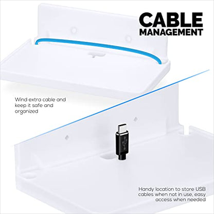 BRAINWAVZ 8” Shelf Wall Mount for Speakers, Security Cameras, Baby Monitors, Plants Toys & More, Floating Shelves, Adhesive & Screw-in (White) - color: 8" White Shelf
