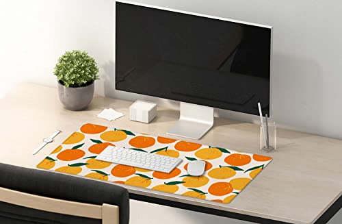 SSOIU Mandarins Oranges Summer Fruits Mouse Pad 35.5 X 15.7 Inch XXL Full Desk Mousepad Extended Large Non-Slip Rubber Base Waterproof Big Keyboard Mat with Stitched Edges for Gaming and Office - color: Mandarins Oranges