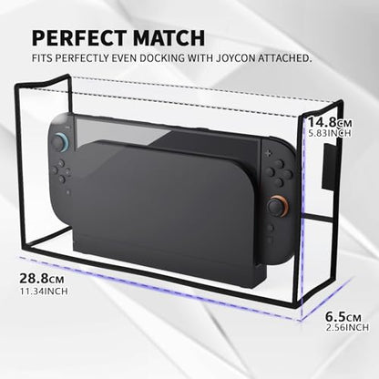 PlayVital Dust Cover for Nintendo Switch 2, Anti-Scratch Dust Guard Waterproof Cover Sleeve for Nintendo Switch 2 Console & Charging Dock -Transparent - color: Transparent