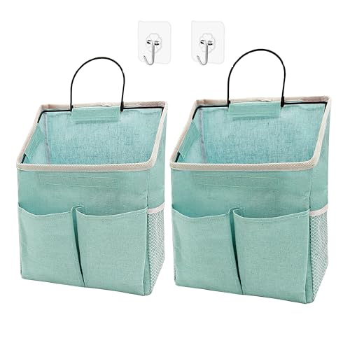 2pcs Wall Hanging Storage Bag,Wall Hanging Organizer Bags with Pockets, Wall Organizer Storage for Dormitory Bathroom Bedroom Kitchen(Green), 0229-xmbsometeth - color: 2pcs Green