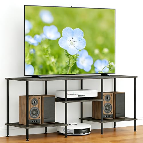 50 Inch TV Stand for Living Room Small Entertainment Center with Open Storage Shelves,3 Tier Bedroom TV Console Table for 50 43 40 32 inch TV, Dark Grey - color: Dark Grey