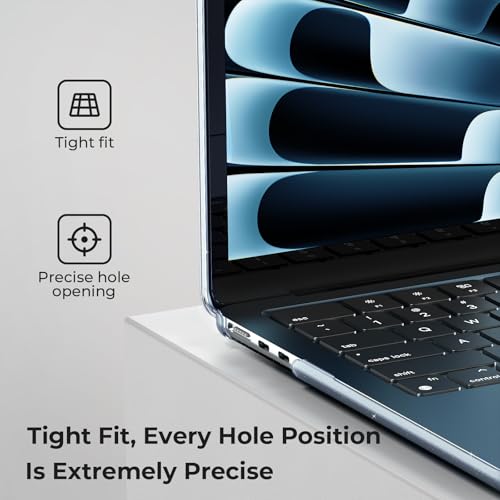 EooCoo Case Compatible with MacBook Air 13 inch M5 2026-2022 Release M4 M3 M2 A3449 A3240 A3113 A2681, Glitter Hard Shell&Keyboard Skin Cover&Screen Protector for Mac Air 13.6 inch, Sparkly SkyBlue - color: Glitter Skyblue