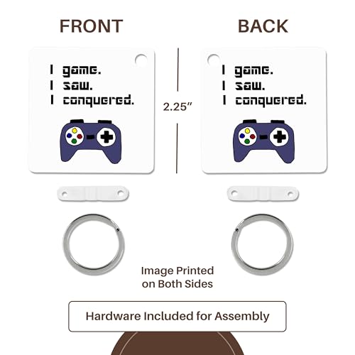 3dRose, Cute Fun Video Game Contoller I game I saw I conquered, Key Chain - size: set of 2 Key Chains