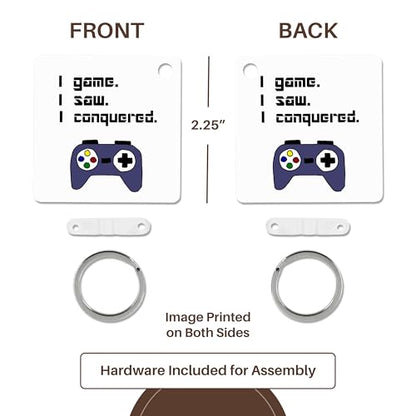 3dRose, Cute Fun Video Game Contoller I game I saw I conquered, Key Chain - size: set of 2 Key Chains