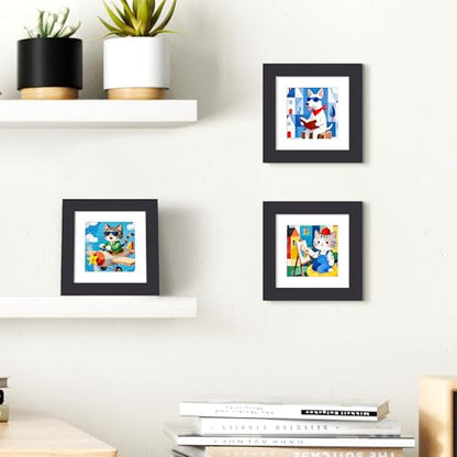 upsimples 4x4 Picture Frame, Display Pictures 3x3 with Mat or 4x4 Without, Wall Hanging Photo Frame, Black, 1 Pack - color: Black, size: 4x4