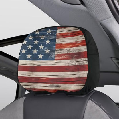 American Flag Auto Head Rest Cover 2Pcs Soft Stretchy Car Seat HeadRest Cover Protector,Universal Head Rest Covering for SUV Truck Vehicles - color: American flag