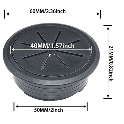 Aifeier ET 2PCS Desk Grommet 2 Inch/50mm Rubber Cable Wire Grommet Cable Hole Cover for Managing and Hiding Office PC Desk Cable Cord (Black) - size: Detachable 2 Inch/50mm(Black)