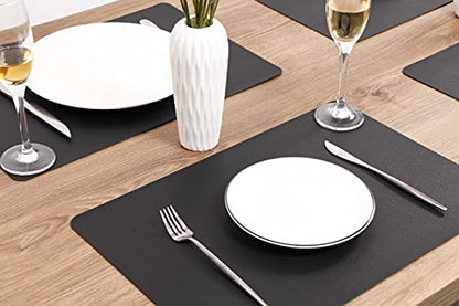 Wipeable Placemats Leather Table Mats Waterproof Heat-Resistant Easy to Clean for Dining Table Set Kitchen Table (4, Black) - color: Black, size: set of 4