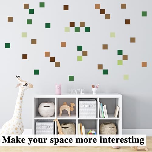 GTOTd Pixel Block Wall Decal Stickers Wallpaper（4 Sheet,80 Blocks） | Peel and Stick Nursery Playroom Decor Kids Bedroom Home Classroom Living Room Kitchen Decorations Art