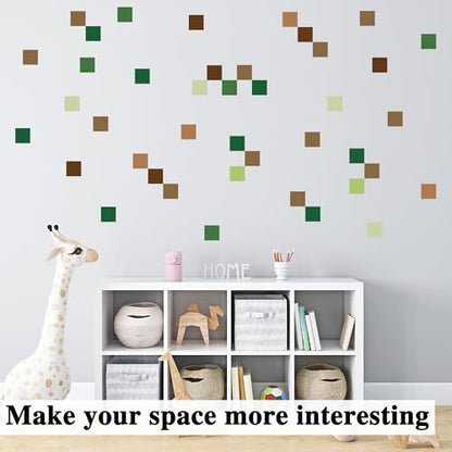 GTOTd Pixel Block Wall Decal Stickers Wallpaper（4 Sheet,80 Blocks） | Peel and Stick Nursery Playroom Decor Kids Bedroom Home Classroom Living Room Kitchen Decorations Art