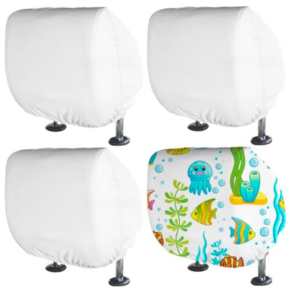 BAOZOON 4 Pcs Car Headrest Cover Blanks Elastic Universal Auto Head Rest Protectors Heat Transfer Headrest Dustproof Cover Soft Car Seat Headrest Cover for Most Car Vehicle(White) - color: White