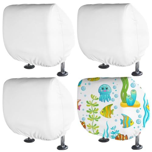 BAOZOON 4 Pcs Car Headrest Cover Blanks Elastic Universal Auto Head Rest Protectors Heat Transfer Headrest Dustproof Cover Soft Car Seat Headrest Cover for Most Car Vehicle(White) - color: White